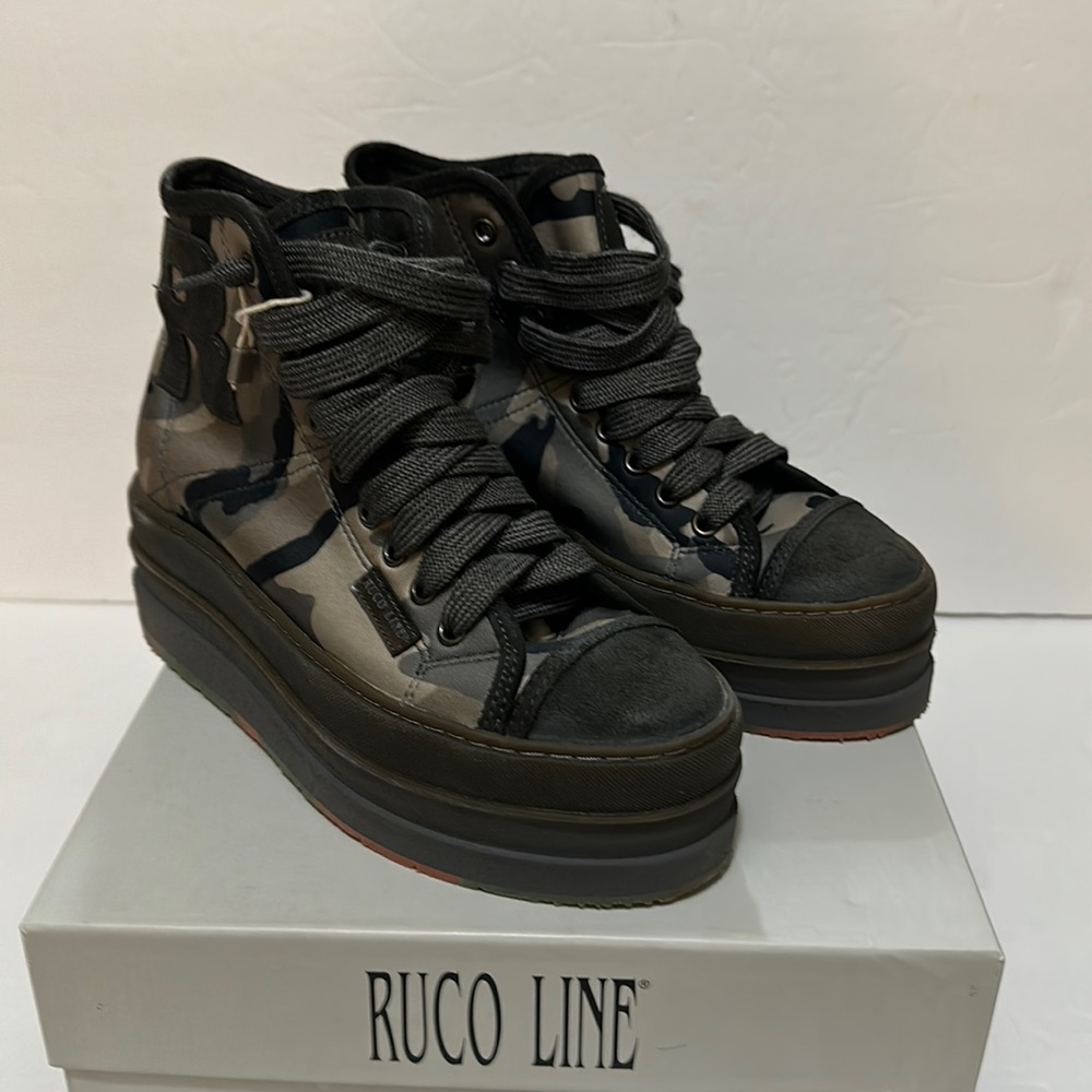 Brand new in box Rico Line Melody thunder Army Militare platform sneakers Sz 35